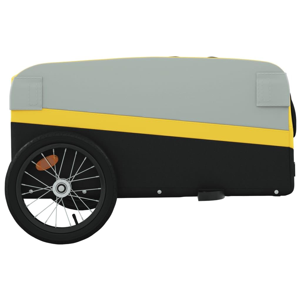 Remolque para bicicleta de hierro negro y amarillo de 45 kg, remolque de carga para bicicletas, remolque grande para carga de bicicletas, carrito de almacenamiento de carga para bicicletas, portaequ