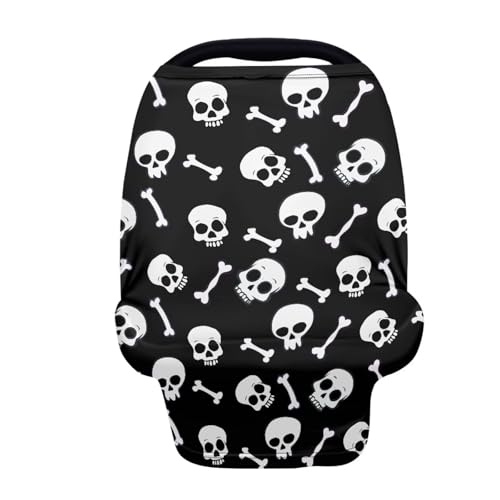Belidome Gothic Baby Stuff Nursing Cover Up for Breastfeeding Black and White Skull Carseat Canopy for Baby Boys Stretchy Comfy