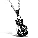 OIDEA Herren Halskette mit Anhänger, Edelstahl Boxhandschuhe Männer Anhänger mit 55cm Kette, Silber (schwarz)