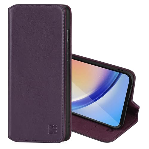 Coque Samsung Galaxy A35 étui cuir véritable fente carte rabat aimanté
