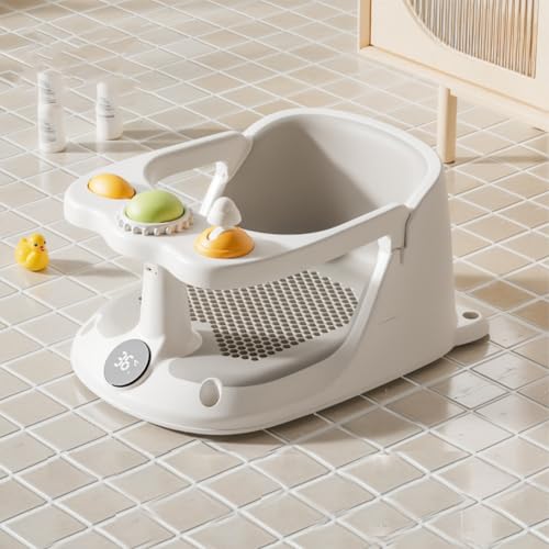 Siège de bain bébé dès 6 mois avec dossier ergonomique et thermomètre intégré