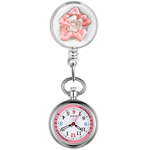 Lancardo ナースウォッチ かわいい お花 レディース 伸び縮み ペンダントウォッチ 時計 ポケットウォッチ ナース 逆さ時計 ポケットウォッチ 看護の日 プレゼント最適