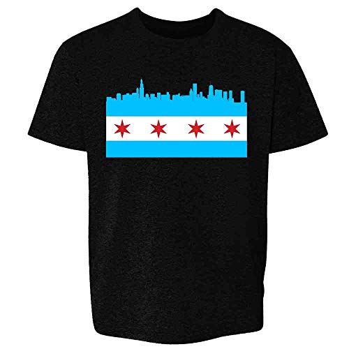 Pop Threads Chicago City Flag Skyline Retro Vintage Baby Toddler Kids Girl Boy T-Shirt