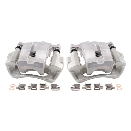 Image of TRQ Rear Brake Caliper Set Zinc Coated Hardware Brackets Compatible with 2012-2017 Toyota Prius V