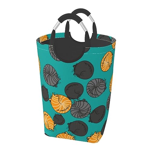 洗濯かご 面白い 猫柄 洗濯ボックス ランドリーバスケット ランドリーかご 収納バッグ 収納袋 脱衣かご 折りたたみ 持ち手付き 大容量 50L 防水 耐久性 寝室 洗濯室 バスルーム 省スペース 雑貨収納 おしゃれ 家庭用 衣類収納 四角 便利