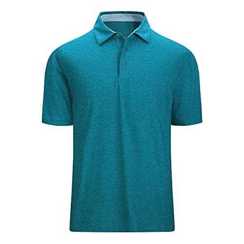 Image of Damipow Premium Golf Shirts for Men Dry Fit Performance Polo Short Sleeve Collared Shirt