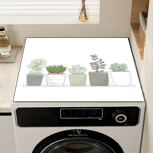 Image of Non-Slip Washer & Dryer Top Cover Mat Dust-Proof Protective Pad with Absorbent Surface & Rubber Backing, Waterproof & Heat Resistant Laundry Room Decor (Vase, 23.6 inch x 19.7 inch)