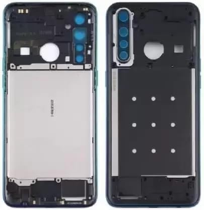 Image of INCREDIBLEINDIA Back Panel Full Housing Body Panel Back Door Panel Compatible for Realme 5 Pro (RMX1971) : with Midle Ring, Side Key Camera Glass Lens : (White)