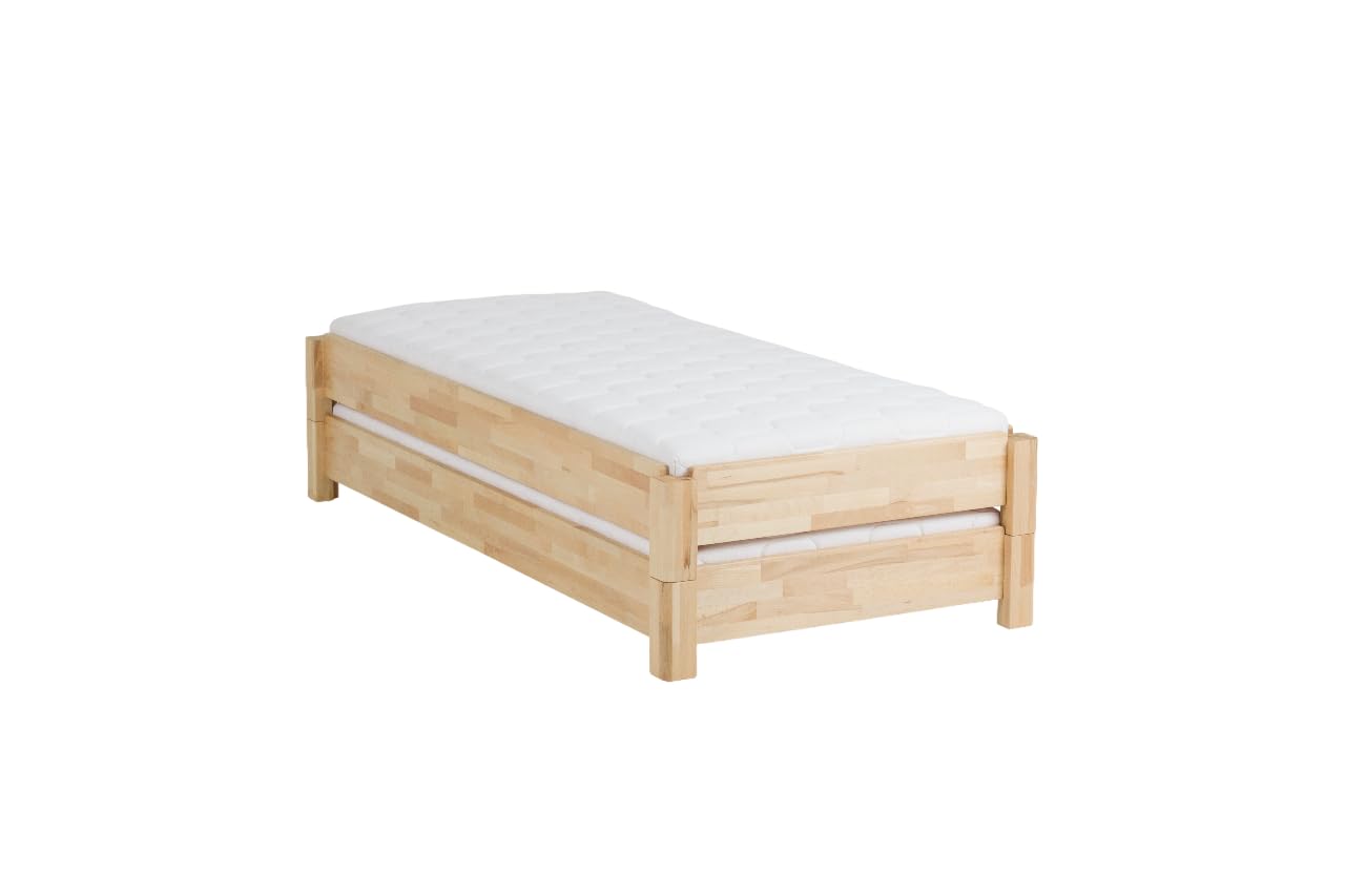 DICO 2er Stapelbett Massivholz mit Rollrost Größe 90x200 cm 06 Buche geölt