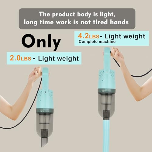 Image of 6-in-1 Lightweight Stick Vacuum Cleaner with 100W Powerful Motor, Mini Portable Household Handheld Vacuum Cleaner for Domestic Hard Floors, Carpets and Pet Hair(Light Green Corded)