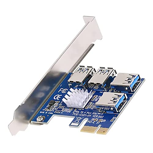 DOITOOL Pci-e Riser Extension Card Ports USB Expansion Adapter for Enhanced up to Power Capacity Easy to Install Compatible Pci-e Slots