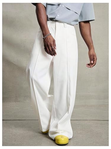 Men's Y2K Baggy Dress Pants Pleated Wide Leg Suit Pants Work Office Slacks Trousers with Pocket3