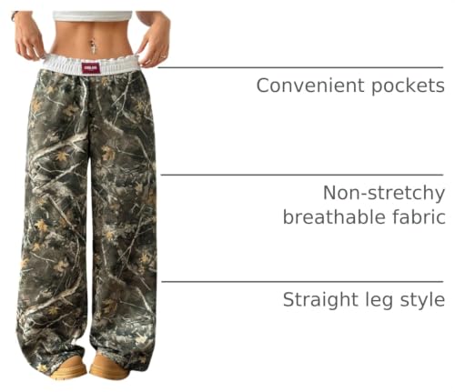 Image of RoseSeek Women's Letter Leopard Print Y2K Straight Elastic Waist Leg Pants