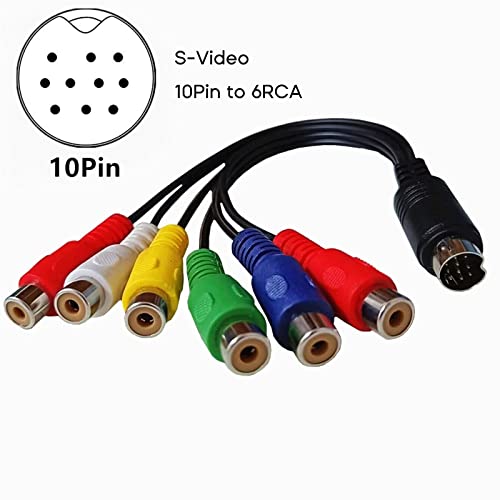 QIEIEI 10 Pin and Video DIN Cable S-Video 10Pin to 6RCA Female Cable RGB Component Composite Converter Cable 30cm - Thumbnail 2