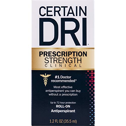 Certain Dri Prescription Strength Clinical Antiperspirant | Doctor Recommended Hyperhidrosis Treatment | 72 Hour Protection from Excessive Sweating | Roll-On | 1.2 Ounces | Pack of 1