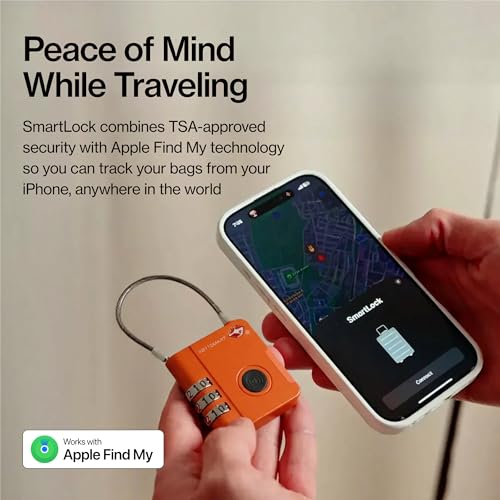 Image of KeySmart SmartLock Tracking Luggage Locks, TSA Locks for Luggage, Combination Lock Compatible with Apple Find My App, Best Travel Essentials, Replaceable Non-Rechargeable Battery (Orange 5 Pack)