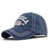 Cot-Oath Mens Baseball Cap Women Hat - American Flag Hat Unisex Adjustable Trucker Hat Retro Navy
