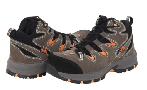 Image of BLACK+DECKER High Ankle Grey Suede Leather Safety Shoes for Men | Double Density | Fiber Toe | Antistatic & Antislip | BXWB0168IN | Size-07
