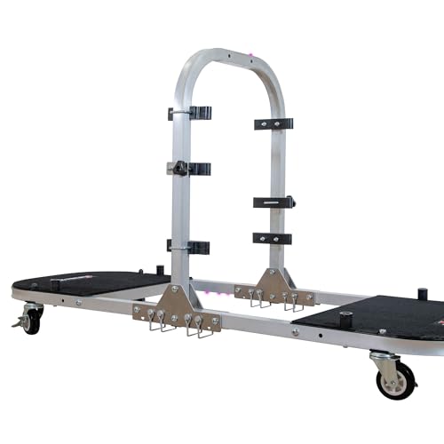 Image of EZ4X4 Aluminum Silver 4 Door Folding Rolling Door Cart, Storage Door Rack Holder Stand fits Wrangler JL JLU JK JKU TJ YJ and Gladiator JT Patented