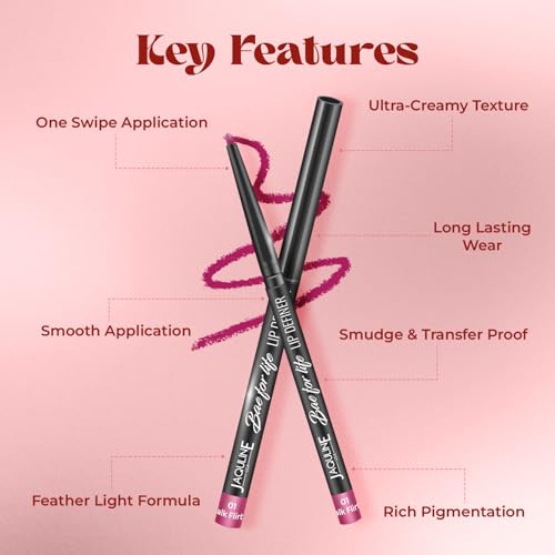 Image of JAQULINE USA Bae For Life Lip Definer lipliner | Long Lasting Lip Liner Pencil | Waterproof | Smudge Proof | Matte Finish | Paraben Free | Vegan & Cruelty Free Lipliner | Talk Flirty 01, 0.3g