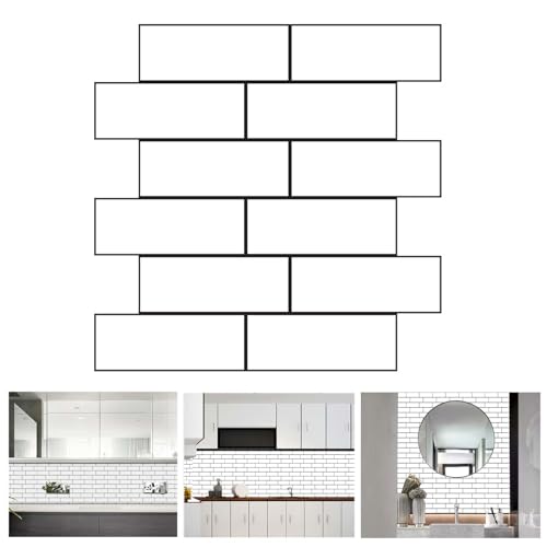 Paquete de 10 paneles de pared 3D de 9,7 pies cuadrados, despegables y adherible,8 x 11,8 pulgadas, papel tapiz de espuma autoadhesivo impermeable para dormitorio, baño, cocina, color blanco