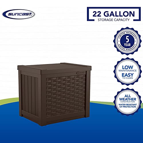 Suncast 22 Gallon Indoor Or Outdoor Backyard Patio Small Storage Deck Box With Attractive Bench Seat And Reinforced Lid, Java (2 Pack) #TOP7