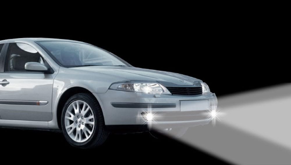 LED Tagfahrlicht ohne Dimmfunktion rund 90mm mit E-Prüfzeichen kompatibel mit Renault Kangoo & Koleos & Laguna 2 & Fluence & Kangoo 2 & Kangoo Rapid & Kangoo BE POP & Captur & Clio 2 & Megane 2 & Lagu