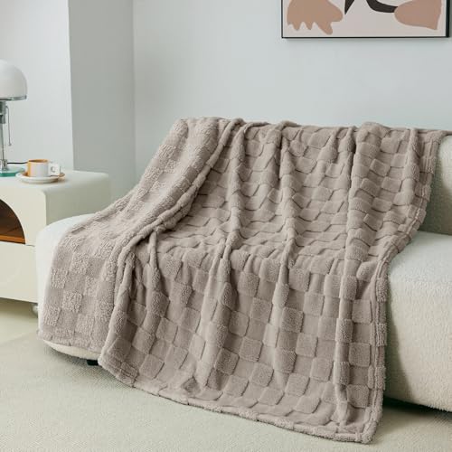 Coova Fleece Throw Blanket For Couch - Soft Fuzzy Fluffy Lightweight Warm Twin Blanket, 3D Checkered Jacquard Cozy Sherpa Blanket For Women,Couch,Bed,Sofa,Chair,Camping,Travel. thumb #2