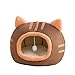 QD-WST 猫 ハウス ベッド ペット用寝袋 ドーム型 キャットハウス 小型犬 猫用 犬猫兼用 暖かい ふわふわ 折りたたみ式寝マット マット クッション 保温防寒 猫犬小動物用 室内用厚み 冬 寒さ対策 可愛い おしゃれ ブラウン L