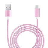 Cable tipo C para Konrow Must, cable USB trenzado de nailon 1,3 m, cable de carga y sincronización rápida, transferencia de datos tipo C, color rosa Cable tipo C para Konrow Must, cable USB trenzado de nailon 1,3 m, cable de carga y sincronización rápida, transferencia de datos tipo C, color rosa