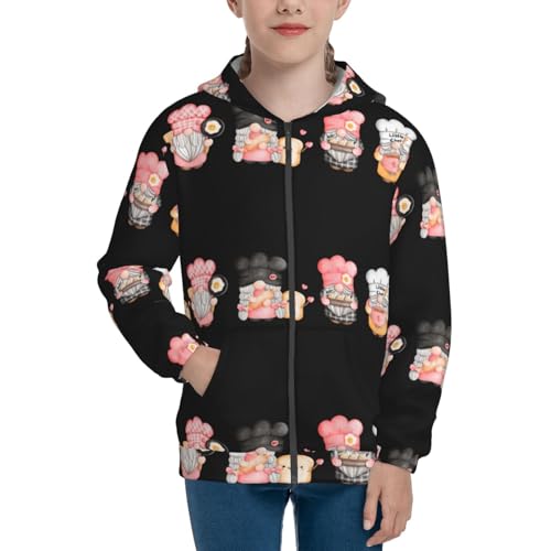 Baker Gnome Kid Hoodies Boys Zip Up Sweatshirts Girls Pullover with Pocket3