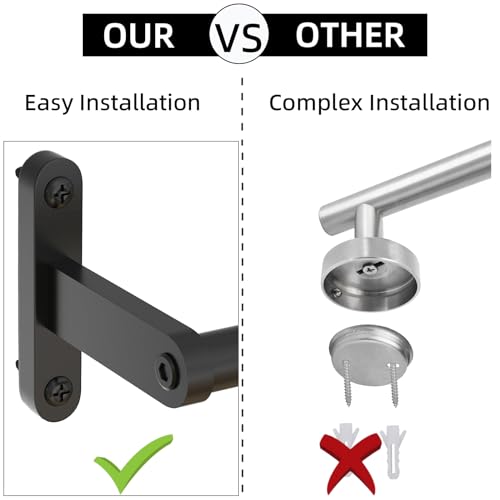 KLJKPA16 Inch Bathroom Towel Bar, Towel Racks for Bathroom Wall Mounted, Modern Heavy Duty Stainless Steel Hand Towel Holder, Single Bar, Black - Thumbnail 3