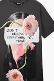 Desigual Berlin Don't Believe Everything You Think Tshirt Dress 25SWVK20, Czarny, L