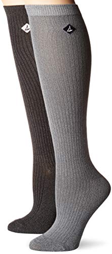 Sperry Top-Sider Women's 2 Pack Soft & Dreamy Knee Highs Socks, gray marl assorted, Shoe Size: 5-10
