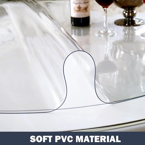 Image of LovePads Round Clear Table Protector, 1.5mm Thick 36 Inch Plastic Table Cover, Waterproof Vinyl Tablecloth Round Protective Tabletop Pad for Kitchen Countertop Coffee Desk, Heavy Duty & Easy to Clean