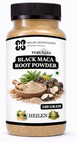 Heilen Biopharm Peruvian Black Maca Root Powder | Traditional Herb for Stamina & Energy Support | 100g Pack of 1 | Plant-Based Supplement | No Preservatives