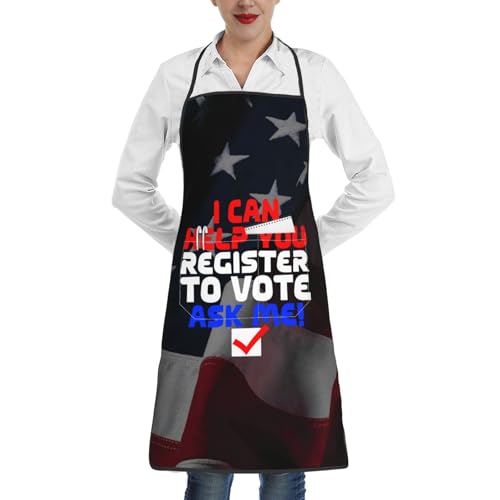 nopicsn I Can Help You Register to Vote Apron for cooking with Pockets Women Men Kitchen Chef Funny Aprons