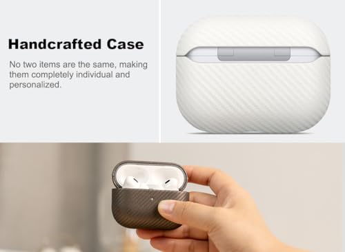 Image of Haobobro Leather Case - for AirPods Pro 3 Case Cover - Selected Skin-Friendly Leather, with Carbon Fibre Texture, Handmade Drop Protective Hard Cover for AirPods Pro 3rd Generation Earbuds - Blue