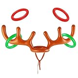 VEYLIN Christmas Party Toss Game Inflatable Reindeer Antler Hat with Rings for Kids Adults Family Xmas Fun Games - Image 4