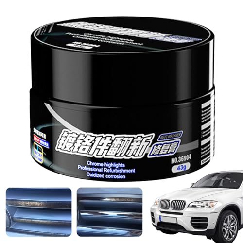 Chrom-Restaurierungsreiniger – 43 G Auto-Chrom-Entferner, Rost- Und Oxidationsentferner | Premium-Chrompoliergel, Benutzerfreundliches Kfz-Werkzeug, Stellt Den Glanz Wieder Her Und Entfernt Flecken Au