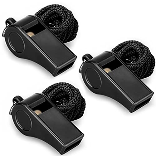 Whistle, 3 Packs Plastic Sports Whistles with Lanyard, Loud Crisp Sound Whistle Ideal for Coaches, Referees, and Officials