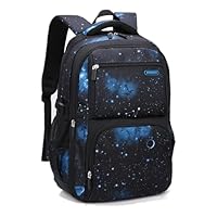 Bansusu Galaxy Kids Backpacks for Boys School, Water-resistant Boys Backpacks Middle School Bags, Black-blue