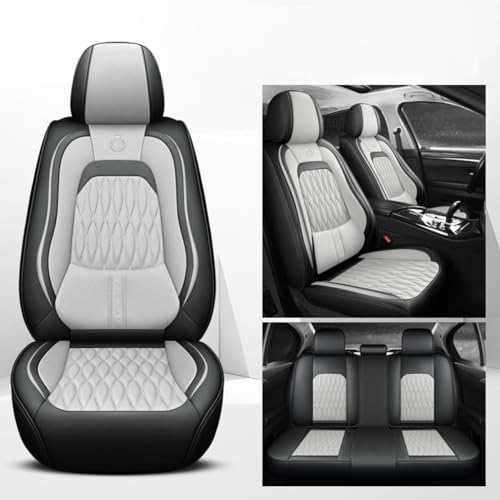 Car Seat Covers Full Set Leather Car Front Rear Seat Cover Universal for Most 5 Seats Cars Trucks Sedans SUVs, Auto Seats Protector Cushions Waterpsroof (Grey)