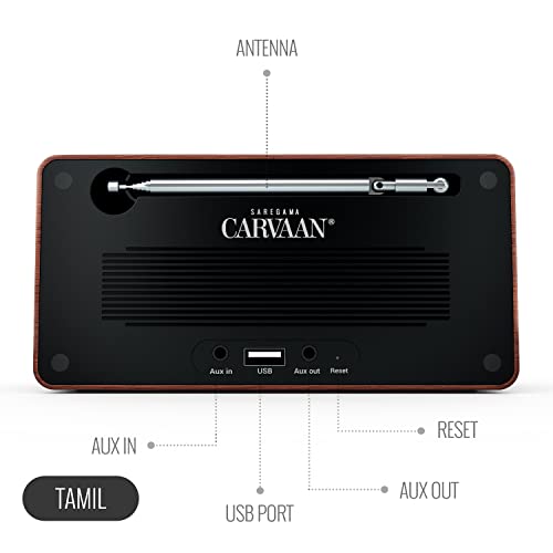 Image of Carvaan Saregama Mini+ (Plus) Tamil Portable Music Player with 1000 Preloaded Evergreen Tamil Songs, 10 Watt Speaker, Handsfree Calling, Bluetooth /FM /AM /AUX (Vintage Brown)