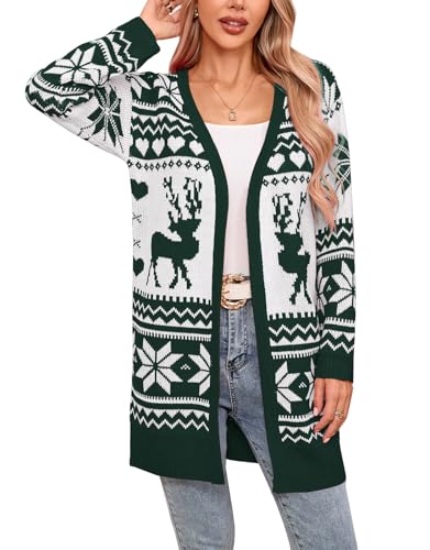 Image of Alsol Lamesa Women's Long Sleeve Heart Cardigan Sweaters V Neck Open Front Knit Coat