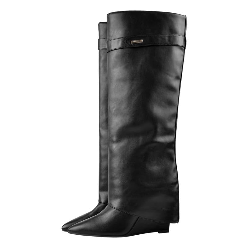 Only maker Damen Spitze Stiefel Langschaftstiefel mit Keilabsatz...