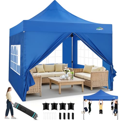 Image of COBIZI 10x10 Heavy Duty Pop Up Canopy Tent with 4 Sidewalls, Uranus