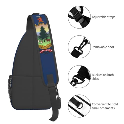 Mochila unisex tipo bandolera con diseño de bandera de Vermont miniatura 5