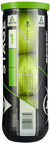 DUNLOP Sports Stage 1 Tennis Ball, Green (Black), 3 Ball can