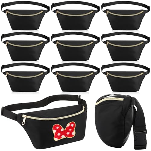 Amylove 9 Pieces Fanny Packs Nylon Waist Bag Zipper Travel Running Bag with Adjustable Strap for Women Men(Nylon Black)